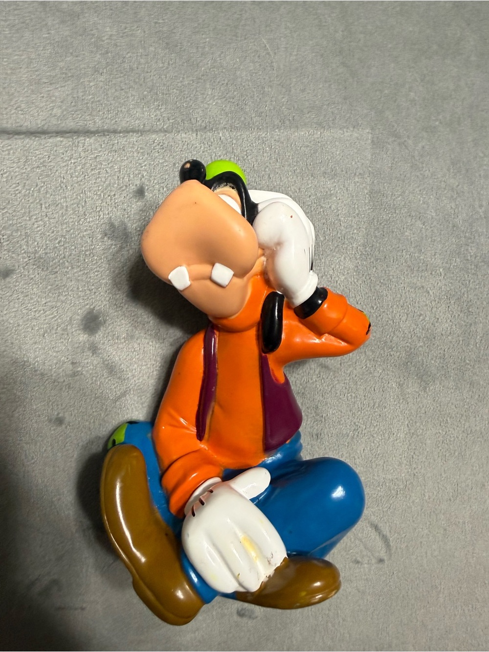 Vintage Disney Goofy Figure Orange Shirt Purple Vest Green Hat